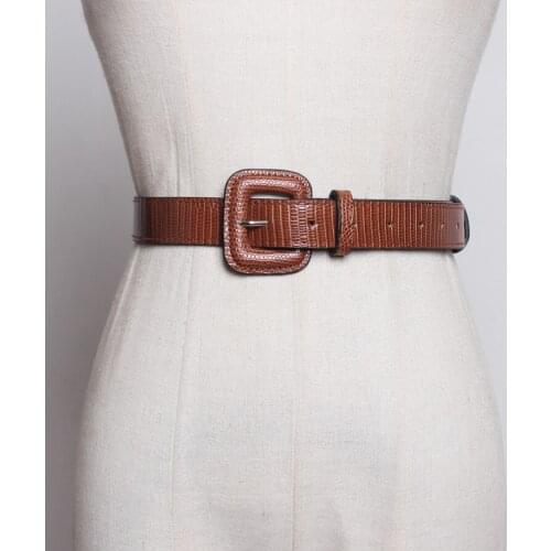 Vintage Adjustable Boho Western Belt Women Black Brown Leather Belt Female Cowboy Hight Waist Belts for Ladie Jeans Dresses SW86