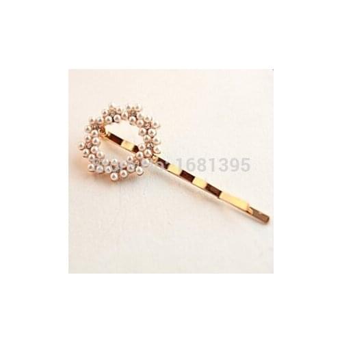 Luxury crystal Flowers Love Sunflowers Bow Hairpin Wholesale simulated pearl Hair Trim Free Shipping