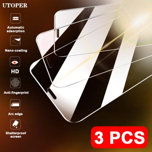 1-3PCS Full Cover Tempered Glass On For iPhone 11 12 Pro Max Mini Screen Protector Glass For iPhone Xs Max X XR 7 8 Plus SE Film