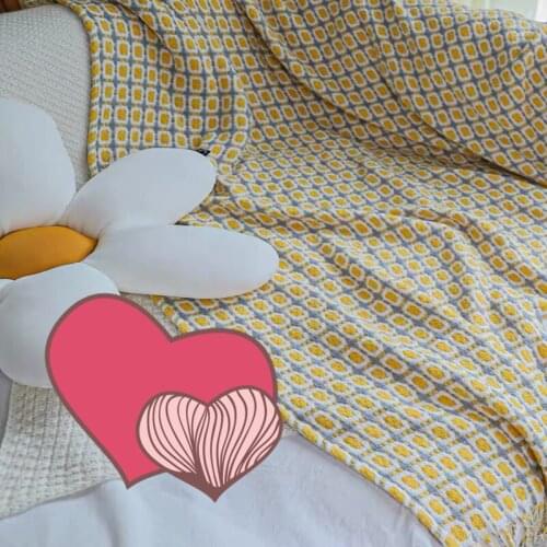 Yellow Air Conditioning Cover Blanket Small Fresh Decorative Blanket Bed End Towel Household Sofa Blanket Single