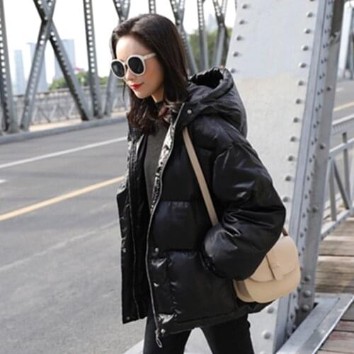 2020 Winter Jacket Women Streetwear Padded Puffer Warm Coat Femme Parkas Hooded Korean Style New Arrival Black Women Clothing