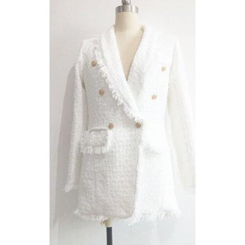 White tweed jacket Womens Spring/Autumn Coat 2020 New Style Elegant All-match Long Sleeve Outdoor Coat One-Piece