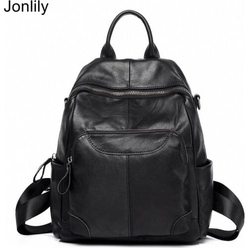 Jonlily Women Genuine Leather Backpack Female Fashion Hiking Rucksack Elegant Shoulder Bag Teens Trends Daypack Purse -KG621