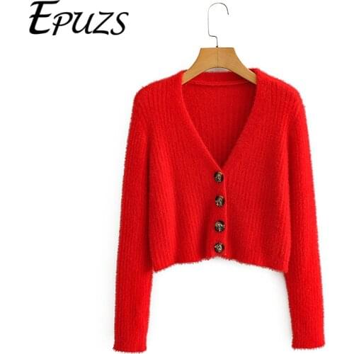 2020 fashion slim knitted cardigans sweaters women eurpean style sweet cute V-Neck white sweaters office lady button blazer