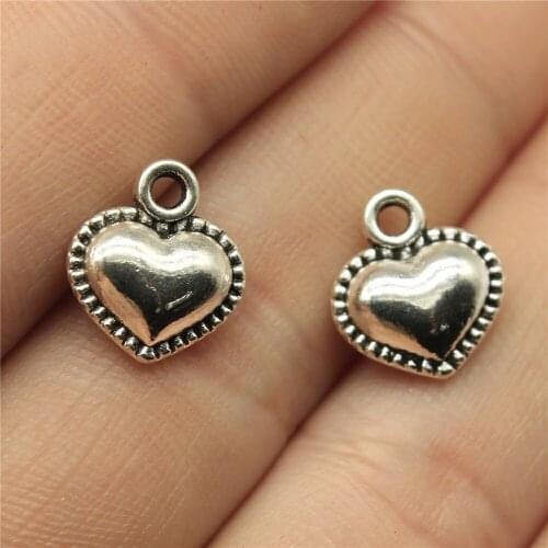 10pcs 13x11mm Antique Bronze 3D Heart Charms 3D Heart Charms For Jewelry Making 3D Small Heart Charms