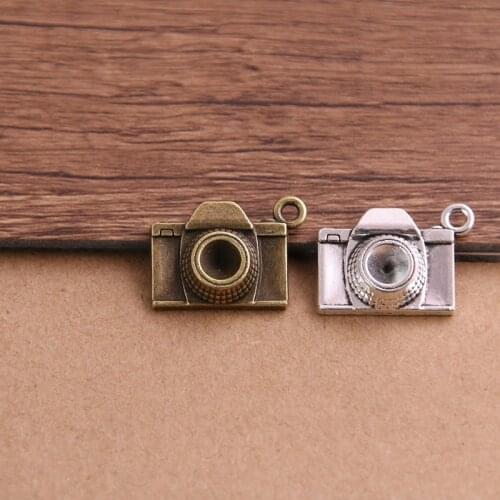 10PCS 15*21mm Tibetan Two Color Fashion Camera Charms Pendants for Jewelry Making DIY Handmade Craft