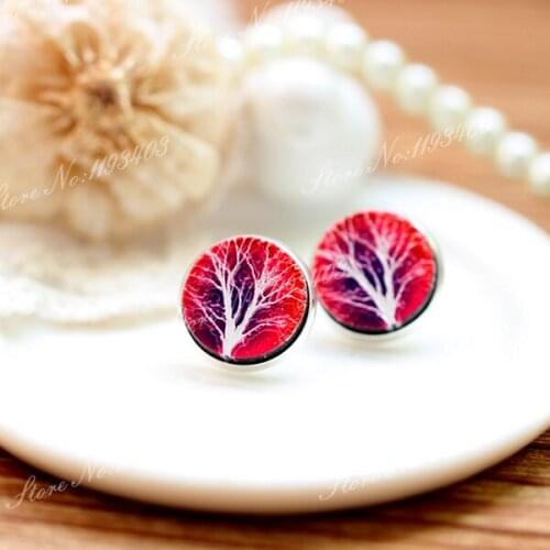 10pcs Unique 3D Tree Embossed 16mm Round Coloured Drawing pattern Laser Cut wood Cabochon DIY for Rings, Earring,Brooch,Necklace