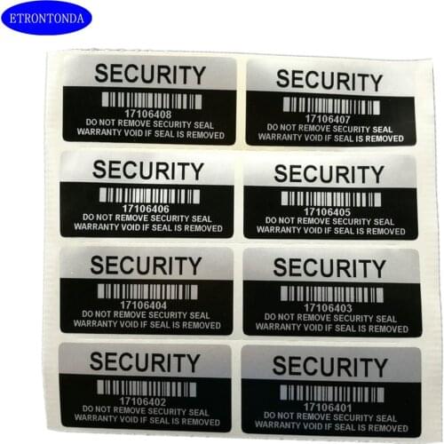 100 Silver Color VOID Security Labels Removed Tamper Evident Warranty Sealing Sticker With Serial Number And Barcode