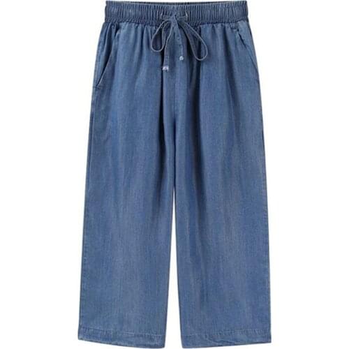 2020 Summer New womens Elastic Cotton Jeans Pants strigaht Denim Trousers girl Brand Fashion Wear plus size jeans 5xl 6xl 7xl