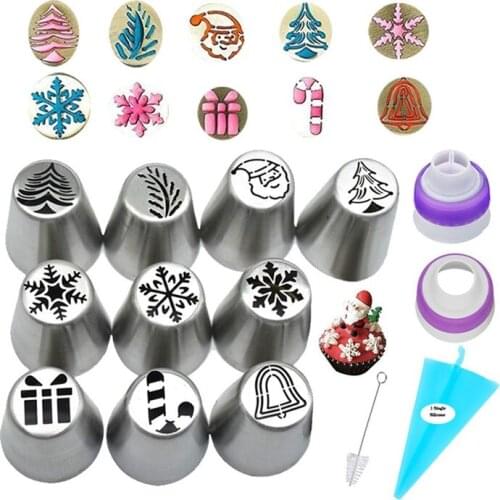 10-14Pcs/Set Piping Nozzles Sugarcraft Pastry Christmas Cake Decorating Tools Rose Cream Pastry Bakery Confectionery Equipment