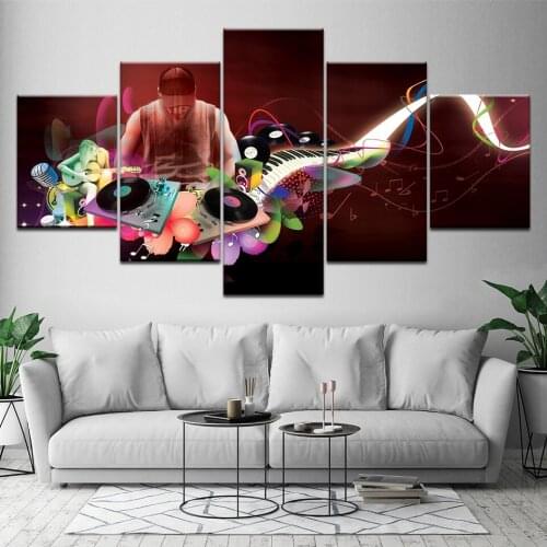 5 Pieces Black Cool Men Modern Musical instruments Large Canvas Art Wall Pictures Canvas bedroom decor Prints Artwork Pictures