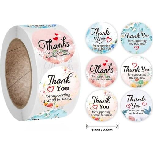 500pcs/roll Thank You Stickers For Seal Labels 1 Inch Gift Packaging Stickers Birthday Party Offer Stationery Sticker