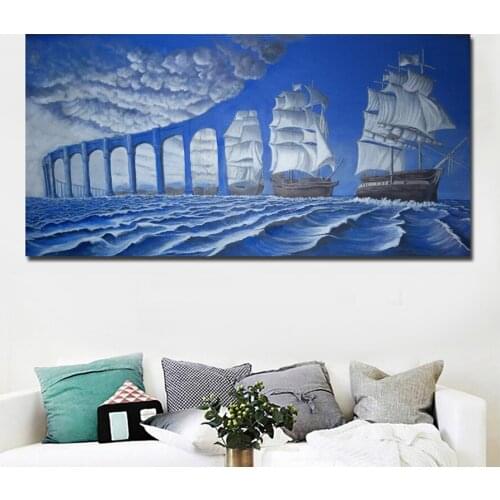 Abstract Art Modern Surrealism diamond embroidery DIY diamond painting cross stitch Full Drill mosiac boat decor sea painting