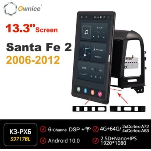 Ownice 13.3 Inch 1080P Android 10.0 Car Radio forHyundai Santa Fe 2 2006-2012 GPS Multimedia head Unit Stereo Player Rotatable