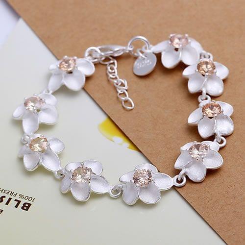 H095 Silver Color bracelet, Silver Color fashion jewelry Inlaid Yellow Gem Plum Bracelet /awcajnja asqajjxa