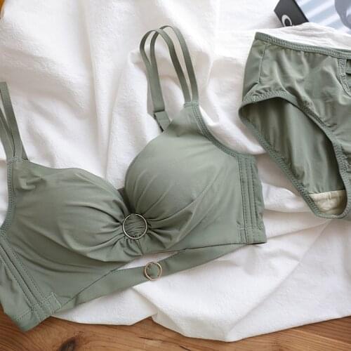 Wriufred Sexy ring-shaped underwear soft comfortable adjustable breast-free bralette no steel ring gather-up bra set