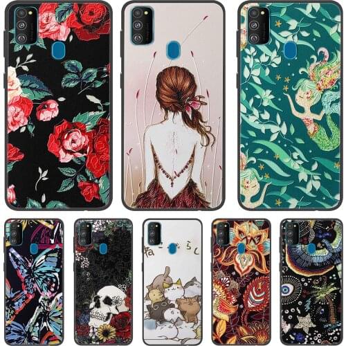 For Samsung Galaxy M30s Case 3D Relief TPU Soft Phone Cover SamsungA21S Galaxy A21S A20S A10S Back Cases Flower Protective Shell
