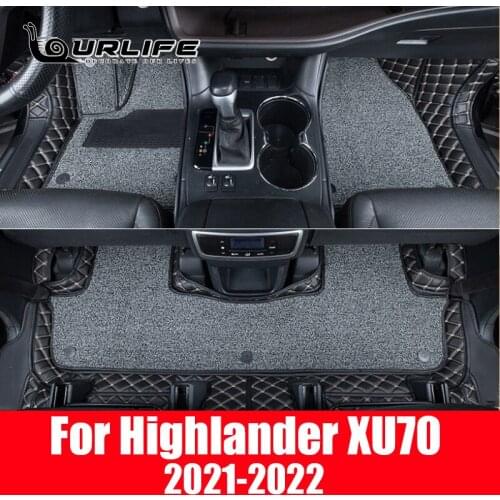For Toyota Highlander Kluger XU70 LHD Car Floor Mat Interior Carpet Pu Leather Foot Pad Mats Cover Car-styling Accessories