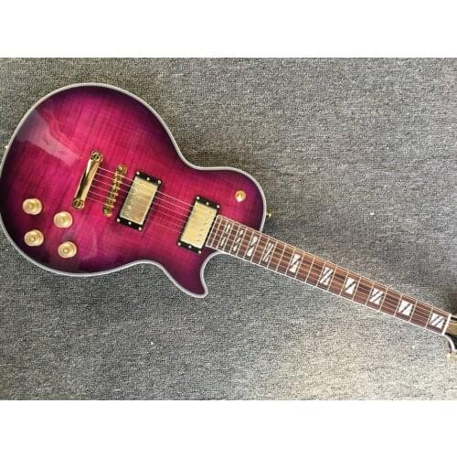 Custom Shop Electric guitar,Solid Mahogany body flamed maple top purple color Golden Hardware,free shipping