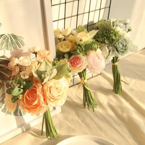 4 Colors Silk Lotus Artificial Flower Bridal Bouquet Wedding Decoration DIY Home Party Fake Flowers