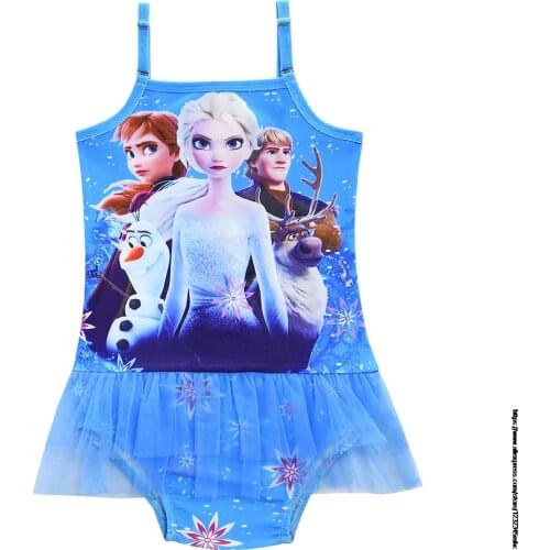 Disney Frozen Girl Toddler Summer One Piece Swimsuit Cartoon Print Bathing Suit Kid Baby Swimwear Bikini Children Beach Wear