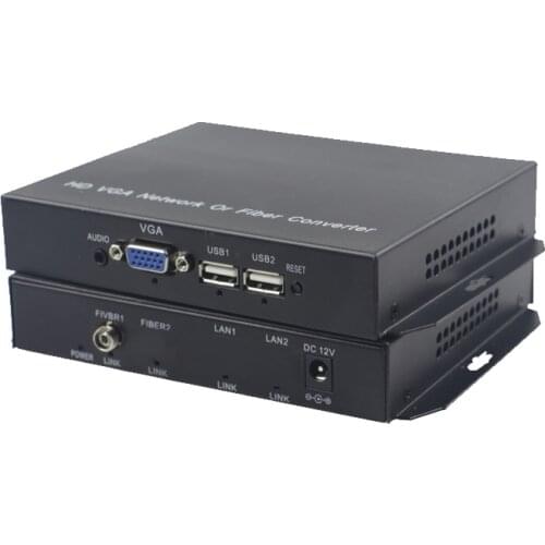 High Quality VGA KVM Extender Optical fiber converters with Stereo 3.5mm Audio 1080P and 2 USB ,FC Singlemode 20Km