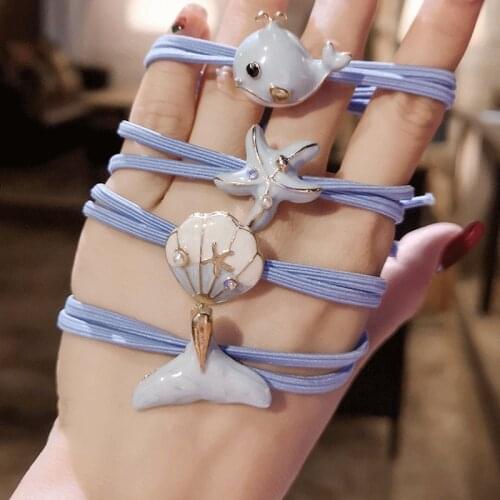 Cartoon Cute Starfish Hair Ties Scrunchie for Girls Fashion Hairpin Jewelry Korean Elastic Head Ropes Hair Bands Accessories