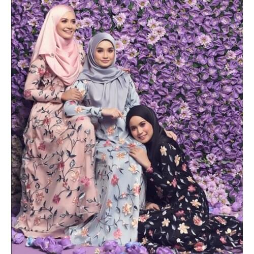 Fake two pieces Islmaic peignoir Muslim Abaya embroidery Kaftan Dress Turkey Hijab Abayas Islamic Clothing Cute Design F1722