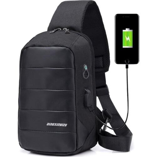 Men Fashion Chest Bags Usb Charge Male Waterproof Travel Outdoor bag School Teenage Mochila Bag