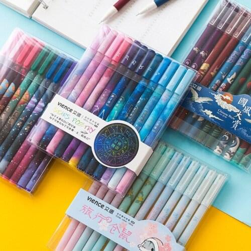 12 pcs/lot Fashion Gel Pen Set Cute 0.5mm black ink Signature Pen School Office writing Supplies Promotional Gift