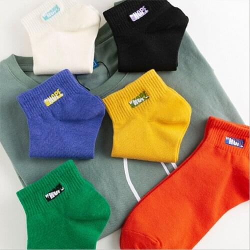 New Spring and Summer Series Harajuku Ins Korean Socks Female Letters Thin Short Tube Embroidery Couple Socks to Absorb Sweat