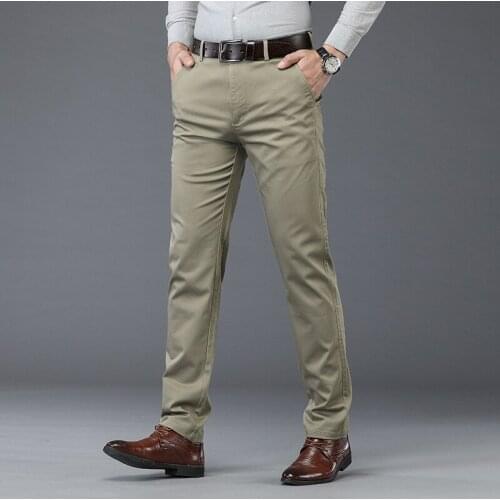 2021 Spring Men New Business Style Slim Casual Pants Fashion Simple Male Cotton Solid Color Trousers Office Work Pants