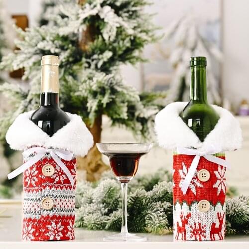 2022 New Year Gift Christmas Wine Bottle Cover Santa Xmas Noel Christmas Decorations for Home Natal Navidad 2021 Dinner Decor