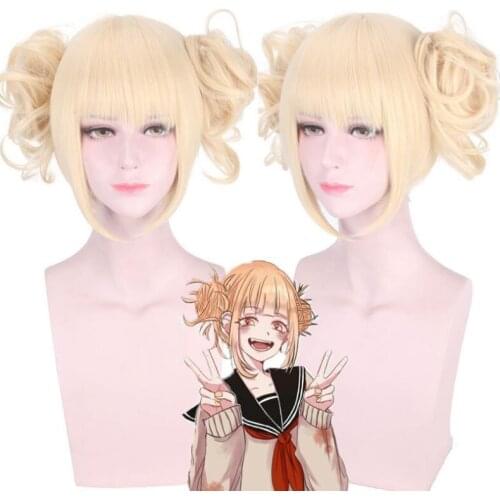 35CM Hero Academia Cross My Body Himiko Toga Wig With Chignon Cosplay Costume Boku no Hero Heat Resistant Hair Women Wigs
