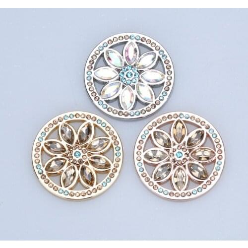 New my coin 33mm disc pendants feliz flower with black crystal fit super hero necklace for woman Ms. girl gift
