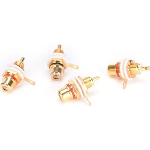 8mm RCA Female Jack Plated Rca Connector Gold Panel Mount Chassis Audio Socket Plug Bulkhead White Cycle With Nut Solder Cup