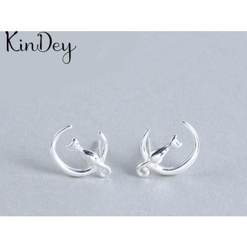 Kindey Luxury Silver Color Moon Cat Earrings For Women Hot Fashion Bridal Wedding Earrings Brinco Bijoux