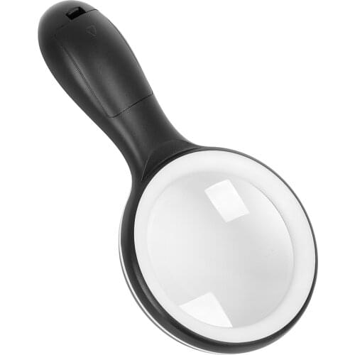 10X Handheld Magnifier Lighted Magnifying Glass Lens Large Diameter 88mm with Warm and Cool LED Light for Reading Lamp Magnifier