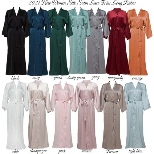 Chiffon Satin Robes Bridesmaid Robes Bride Robe Bridal Robe Women Wedding Long Robe Bathrobe White Robe Satin Robe