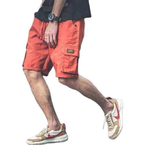 Summer Mens Loose Multi-pocket Military Shorts Mens Cotton Red Trend Harajuku Mens Tactical Shorts Shorts Cargo Para Hombre