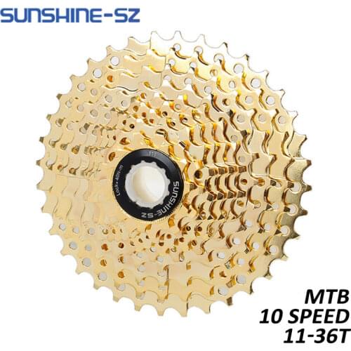 Sunshine Mountain Bike 10 Speed Velocidade Bicycle Cassette MTB Freewheel Gold Sprocket 36T for SHIMANO SRAM