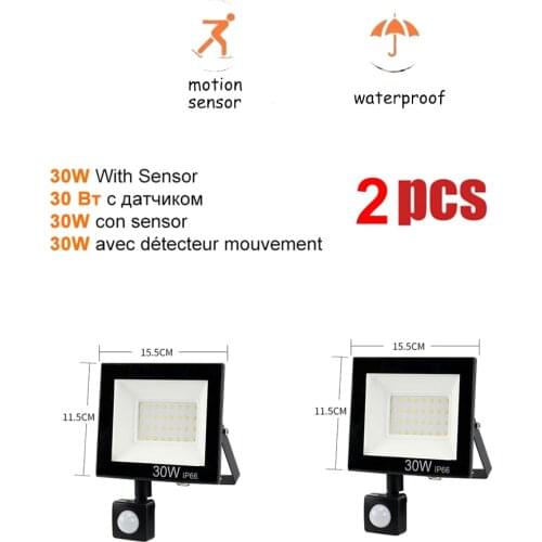 2 pcs 220V 10-100W LED FloodLight Spotlight Exterior Street wall reflector LED Lamp Lighting Waterproof Body Motion Sensor Emerg
