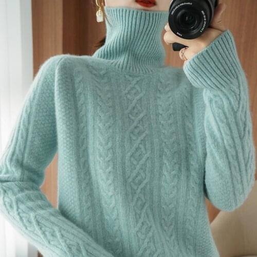 2021 New Cashmere Sweater Women Turtleneck Sweater Lazy Wind Warm Knit Fashion Casual