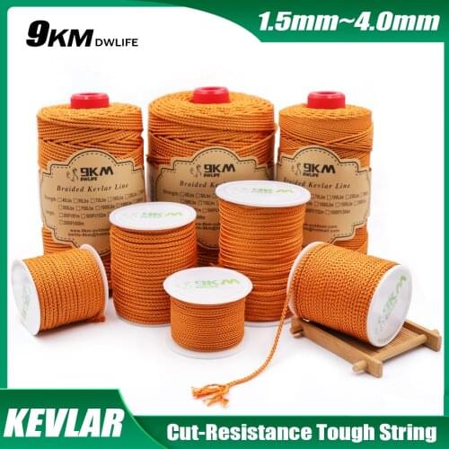 9KM Strong 400-2000lbs Cord Rope Kevlar Kite Line String Braided Assist Hook Line for Beach Fishing Hiking Backpack Fabric Cord