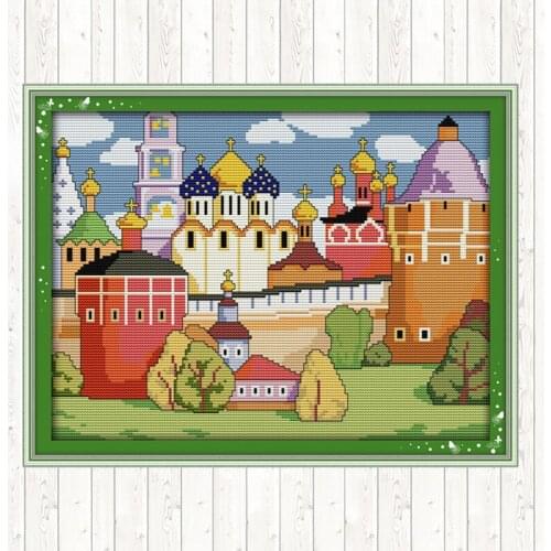 Spring Castle DMC Cotton Thread Printed Canvas 14CT 11CT Counted and Stamped DIY Needlework Crafts Cross Stitch Embroidery Kits