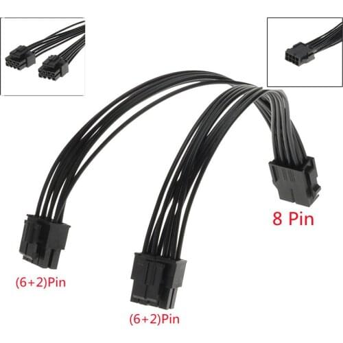 1pcs 20cm Graphics Card 8 Pin Female to 2*8P(6+2)pin Extention Power Cable Male PCIe PCI Express 4 Lines 18AWG Cable