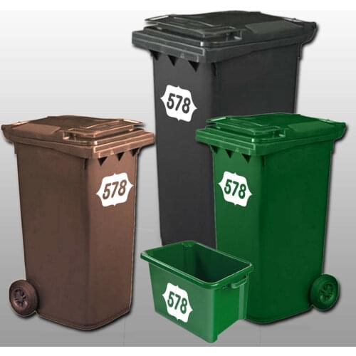 House number 5 x Wheelie Bin Numbers Custom Number / Number House Vinyl Decal Sticker Style 7 Door sign