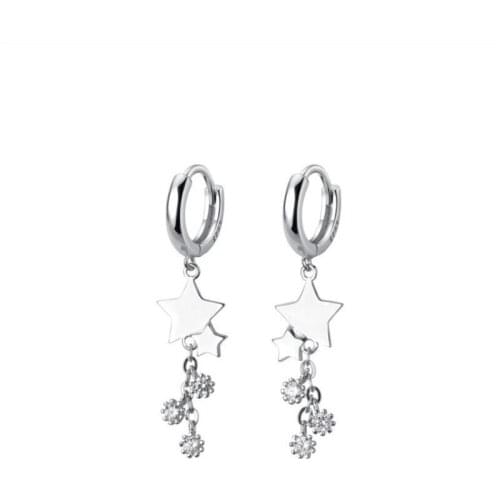 Vintage Zircon Star Gold Drop Earrings For Women Jewelry Pure 925 Sterling Silver Earring Lady Party Accessories Female Bijou