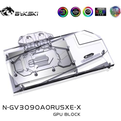 Bykski Water Block Use for GIGABYTE AORUS RTX 3090 XTREM 24G / RTX3080 XTREME 10G GPU Card / Full Cover Copper Radiator / RGB