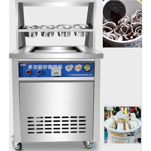 DSHASIF High Quality Thailand Rolled Fried Ice Cream Machine Double Pan Fry Ice Cream Making Machines Square